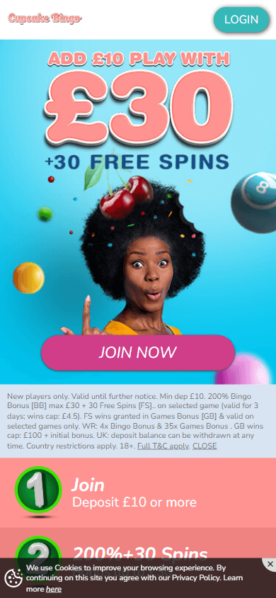 Cupcake Bingo Casino Mobile screenshot